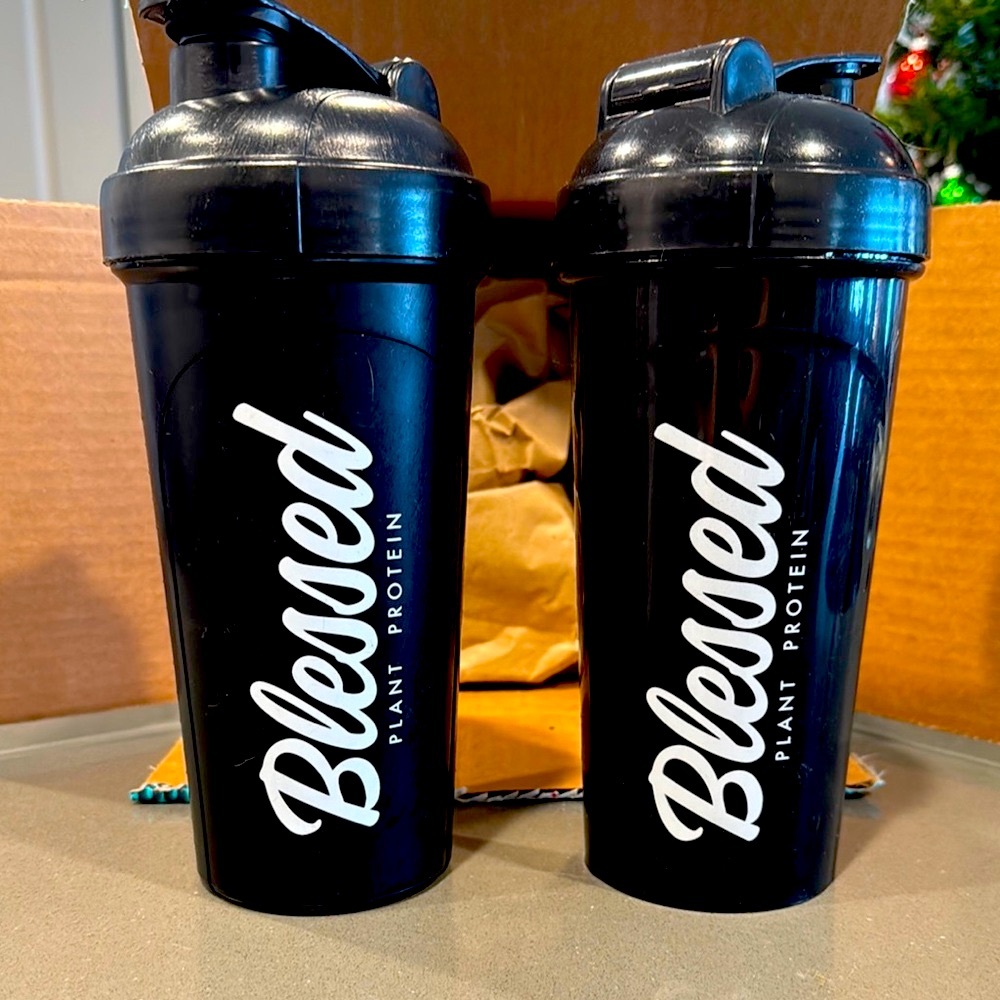 2 Black Blessed Shaker Bottles